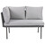 Six Piece Gray and Light Gray Wicker Upholstered Cushions Sofa Seating Group With Table