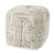 16" Gray and Beige Fabric Geometric Round Pouf Ottoman