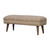 35" Brown Boucle and Solid Wood Upholstered Storage Bench With Cabinet