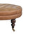 32" Brown Leather Round Footstool