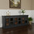 93" Charcoal Distressed Solid Wood Sideboard With Six Glass Doors