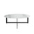 40" White and Black Glass and Iron Round Frame Coffee Table