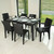 Seven Piece Brown Plastic Outdoor Patio Set With Table