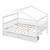White Wood Full Canopy Bed Frame With Drawers