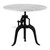 Adjustable Height White Marble and Wood Pedestal Base Round Top Dining Table