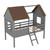 Gray Canopy Wood Twin Loft Bed with Shelves