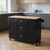 50" Black Wood Barn Door Rolling Kitchen Island