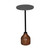 10" Black and Brown Marble and Solid Wood Round Pedestal End Table