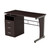 48" Chocolate Wood and Stainless Steel Computer Desk With Three Drawers
