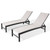 Set of Two Off White Steel Five Position Adjustable Outdoor Chaise Lounges