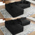 121" Black Corduroy Sofa