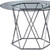 48" Clear And Silver Glass And Metal Trestle Base Round Top Dining Table
