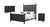 Three Piece Black Solid Wood Bedroom Set