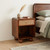 21" Chestnut Solid Wood Cane Rattan One Drawer Nightstand