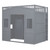 Gray Four Poster Wood Full Double Loft Bed With Drawer And Cabinet