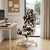 Brown and White Adjustable Height Swivel Rolling Gaming Chair