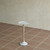 26" White and Brown Marble and Solid Wood Round Pedestal End Table