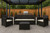 Four Piece Espresso and Beige Plastic Upholstered Cushions Sofa Seating Group With Table