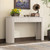 54" White Wood Double Pedestal Console Table With Two Drawers