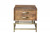 Homeroots Living Room 21" Brass and Brown Solid Wood and Iron Square End Table with Drawer