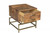 Homeroots Living Room 21" Brass and Brown Solid Wood and Iron Square End Table with Drawer