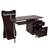 51" Chocolate and Silver Wood and Stainless Steel Pedestal Computer Desk