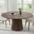 60" Walnut Wood Pedestal Base Round Top Dining Table