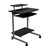 29" Graphite and Silver Wood and Stainless Steel Rolling Computer Desk