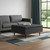 36" Walnut and Slate Gray Upholstery Storage Ottoman