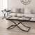 Homeroots Living Room 42" Rectangular Coffee Table, Black Glass and Metal Design
