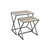Set of Two Brown and Black Solid Wood and Steel Frame Nested Tables
