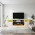 70" Black Wood Fireplace TV Stand With Fireplace