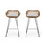 Set of Two 30" Black and Beige Iron Low Back Outdoor Bar Height Chairs