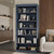 72" French Blue Solid Wood Adjustable Six Tier Library Bookcase