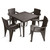 Five Piece Brown Plastic Outdoor Patio Set With Table