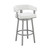 Homeroots Living Room 38" White Faux Leather and Iron Swivel Low Back Bar Height Chair, White