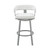 Homeroots Living Room 38" White Faux Leather and Iron Swivel Low Back Bar Height Chair, White