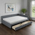 Gray Tufted Upholstered Full Day Bed With Drawers