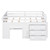 White Four Poster Wood Twin Loft Bed with Shelves