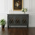 58" Dark Gray Distressed Solid Wood Carved Scrollwork Sideboard with Three Glass Doors