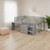 Gray Platform Wood Full Double Loft Bed with Desk and Shelves