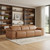 107" Chestnut Italian Leather Reclining Metal USB Sofa