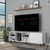 Tunez Tv Stand for TVs up to 43, Three Open Shelves, One Cabinet
