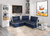 Sunset Trading Pixie Armless Accent Chair | Modular Sectional Seating | Navy Blue and Cream Fabric
