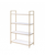 16" X 37" X 60" White High Gloss Gold Metal Wood Bookshelf