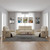 Two Piece Beige Italian Leather Five Person Seating Set