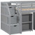 Gray Platform Wood Twin Loft Bed With Desk And Drawers And Shelve