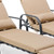 Set of Two Brown Steel Six Position Adjustable Outdoor Chaise Lounges with Tan Cushion