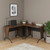 67" Walnut and Black Wood and Stainless Steel L Shape Computer Desk