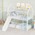 White Twin Over Twin Metal Bunk Bed With Slide
